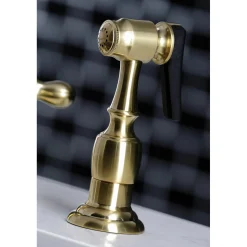 New Heritage Widespread Kitchen Faucet with Brass Sprayer Widespread Kitchen Faucets|Faucets With Side Spray