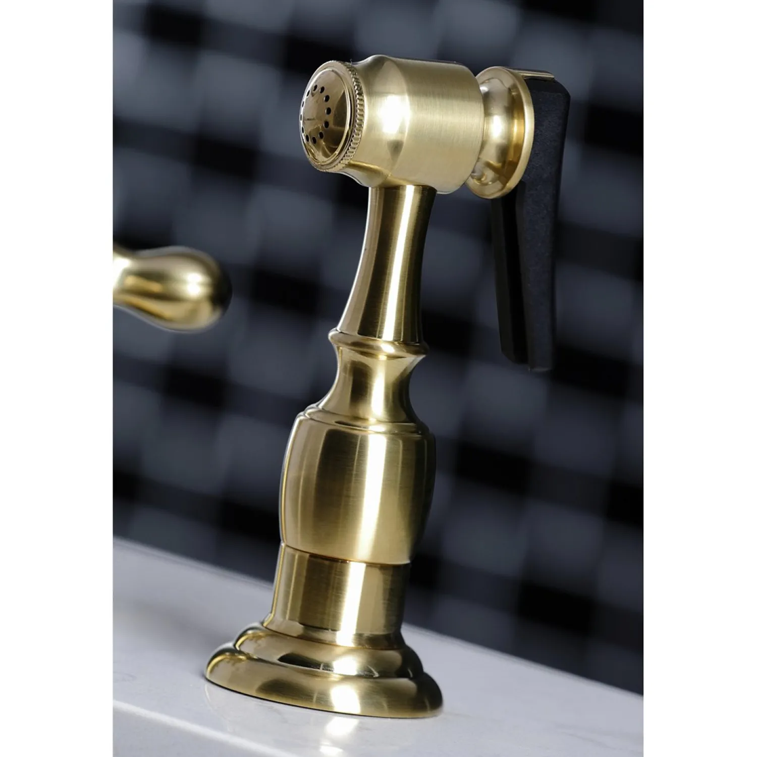 New Heritage Widespread Kitchen Faucet with Brass Sprayer Widespread Kitchen Faucets|Faucets With Side Spray