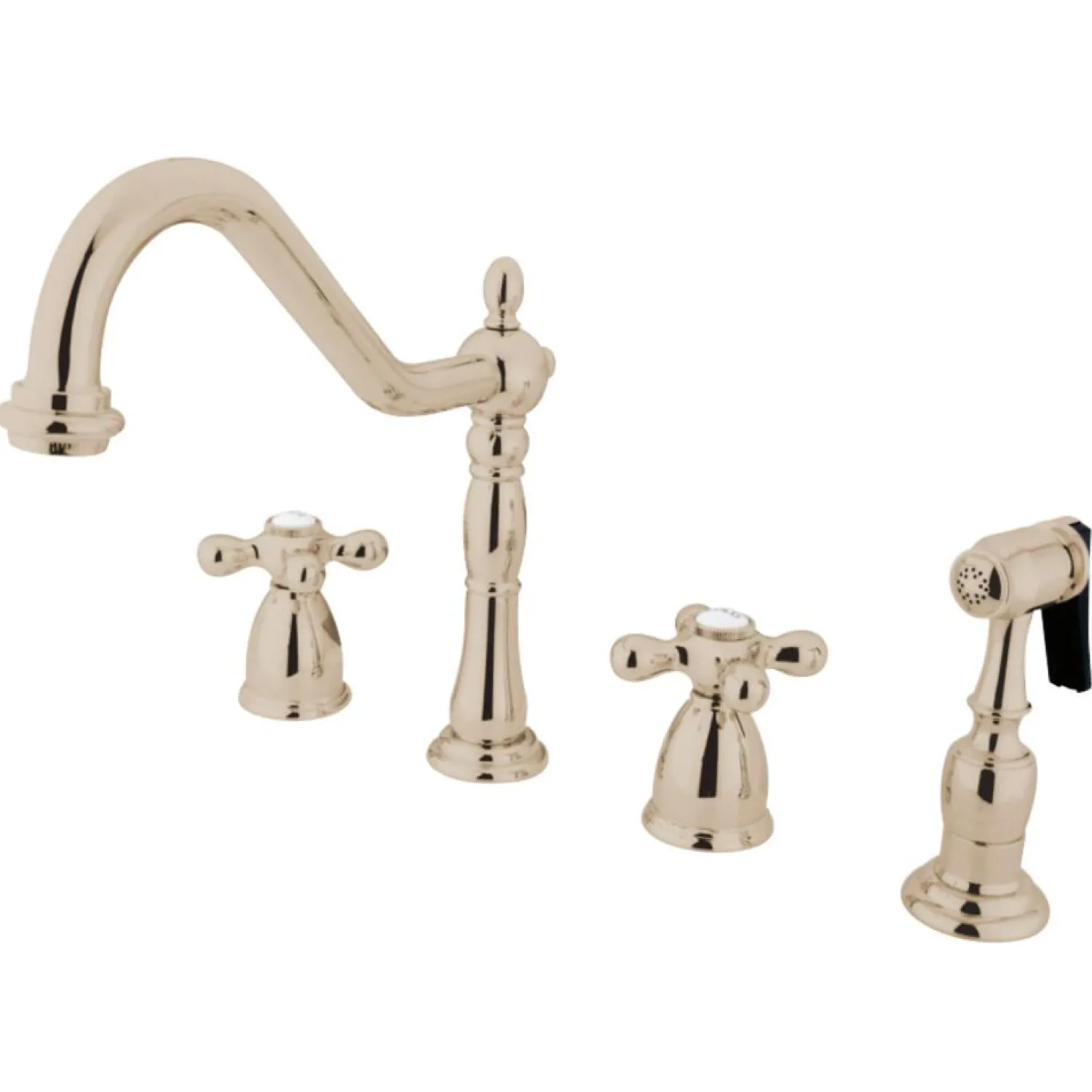 New Heritage Widespread Kitchen Faucet with Brass Sprayer Widespread Kitchen Faucets|Faucets With Side Spray
