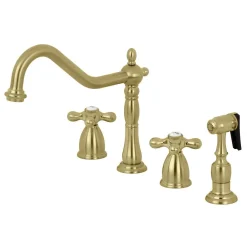 New Heritage Widespread Kitchen Faucet with Brass Sprayer Widespread Kitchen Faucets|Faucets With Side Spray