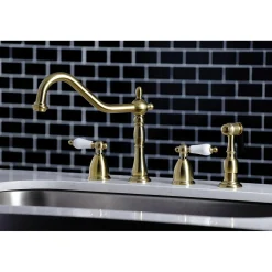 Online Heritage Widespread 4-Hole Kitchen Faucet Widespread Kitchen Faucets|Faucets With Side Spray