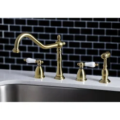 Online Heritage Widespread 4-Hole Kitchen Faucet Widespread Kitchen Faucets|Faucets With Side Spray