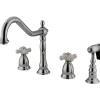 New Heritage Widespread Deck Mount 4-Hole Kitchen Faucet Widespread Kitchen Faucets|Faucets With Side Spray