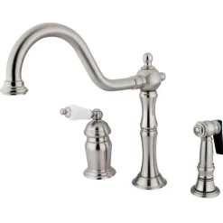 Best Heritage Widespread Deck Mount 3-Hole Kitchen Faucet Widespread Kitchen Faucets|Faucets With Side Spray