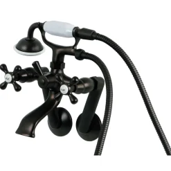 Online 2-Hole Tub Wall Mount Clawfoot Tub Faucet with Hand Shower Tub & Shower Sets|Tub Faucets
