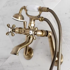 Online 2-Hole Tub Wall Mount Clawfoot Tub Faucet with Hand Shower Tub & Shower Sets|Tub Faucets