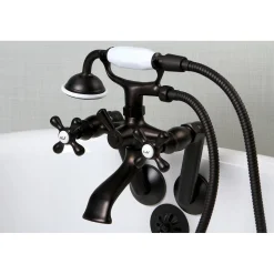 Online 2-Hole Tub Wall Mount Clawfoot Tub Faucet with Hand Shower Tub & Shower Sets|Tub Faucets