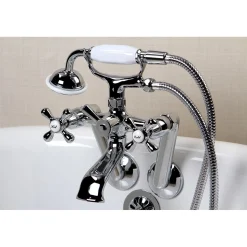 Online 2-Hole Tub Wall Mount Clawfoot Tub Faucet with Hand Shower Tub & Shower Sets|Tub Faucets