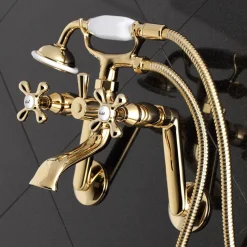 Online 2-Hole Tub Wall Mount Clawfoot Tub Faucet with Hand Shower Tub & Shower Sets|Tub Faucets