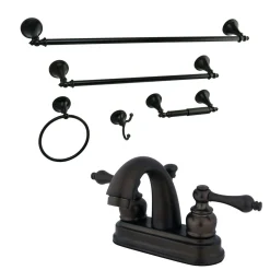 Hot 4-Inch Bathroom Faucet with 5-Piece Bathroom Hardware Combo 4" Center Set
