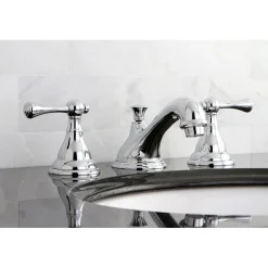 Hot 8-Inch Widespread Three-Hole Bathroom Faucet with Brass Pop-Up 8