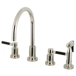 Clearance Kaiser 8-Inch Widespread Kitchen Faucet with Brass Sprayer Widespread Kitchen Faucets|Faucets With Side Spray