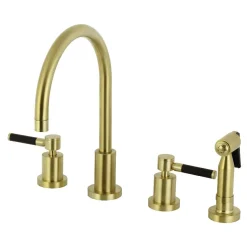 Clearance Kaiser 8-Inch Widespread Kitchen Faucet with Brass Sprayer Widespread Kitchen Faucets|Faucets With Side Spray