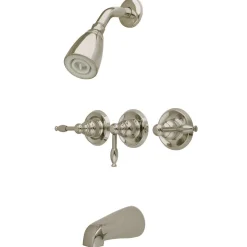 Best KB238KL Magellan Three Handle Tub and Shower Faucet in Satin Nickel Tub & Shower Sets