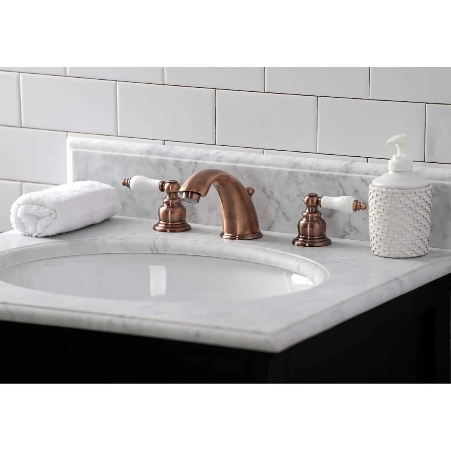 Sale KB966PL Magellan Widespread Bathroom Faucet, Antique Copper 8" Widespread