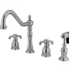 Hot KB1791TXBS French Country Widespread Kitchen Faucet in Polished Chrome Widespread Kitchen Faucets
