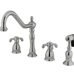 Hot KB1791TXBS French Country Widespread Kitchen Faucet in Polished Chrome Widespread Kitchen Faucets