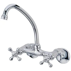 Online Kingston 6" Adjustable Center Wall Mount Kitchen Faucet in Polished Chrome Wall Mounted Kitchen Faucets