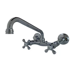Clearance Kingston 6-Inch Adjustable Center Wall Mount 2-Hole Kitchen Faucet Wall Mounted Kitchen Faucets