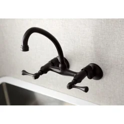 Hot Kingston Wall Mount 6-Inch Adjustable Center Kitchen Faucet Wall Mounted Kitchen Faucets
