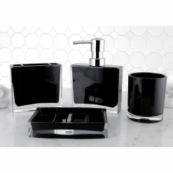 Outlet Krystal Bathware Canyon 4-Piece Bath Accessory Set Soap Dishes & Dispensers|Toothbrush Holders & Tumblers