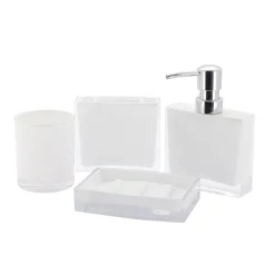 Outlet Krystal Bathware Canyon 4-Piece Bath Accessory Set Soap Dishes & Dispensers|Toothbrush Holders & Tumblers