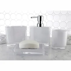 Outlet Krystal Bathware Canyon 4-Piece Bath Accessory Set Soap Dishes & Dispensers|Toothbrush Holders & Tumblers