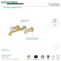 New Krystal Onyx Two-Handle Wall Mount Roman Tub Faucet Tub Faucets