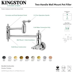 Sale KS310ALAC Restoration Wall Mount Pot Filler Kitchen Faucet, Antique Copper Wall Mounted Kitchen Faucets