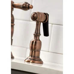 Online KS127ALBSAC Heritage Bridge Kitchen Faucet with Brass Sprayer, Antique Copper Bridge Faucets