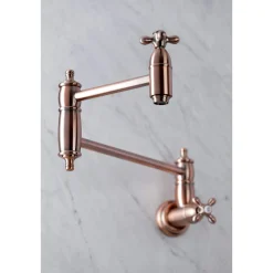 Online KS310AXAC Restoration Wall Mount Pot Filler Kitchen Faucet, Antique Copper Wall Mounted Kitchen Faucets