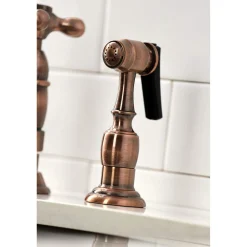 Discount KS127AXBSAC Heritage Bridge Kitchen Faucet with Brass Sprayer, Antique Copper Bridge Faucets