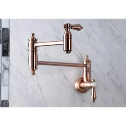 KS310BALAC Heirloom Wall Mount Pot Filler Kitchen Faucet, Antique Copper Wall Mounted Kitchen Faucets