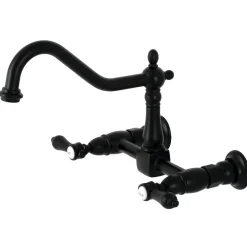 Sale KS1240BAL Heirloom Wall Mount Bridge Kitchen Faucet, Matte Black Wall Mounted Kitchen Faucets