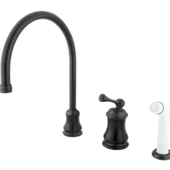 Outlet KS3815BL Single Handle Widespread Kitchen Faucet with Non-Metallic Sprayer Widespread Kitchen Faucets|Faucets With Side Spray