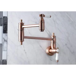 Outlet KS310BPLAC Bel Air Wall Mount Pot Filler Kitchen Faucet, Antique Copper Wall Mounted Kitchen Faucets