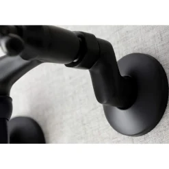 KS216MB Kingston Two Handle Wall Mount Bathroom Faucet, Matte Black Wall Mount