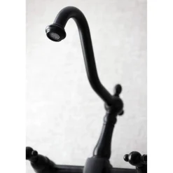 Discount KS1240PKL Duchess Two-Handle Wall Mount Bridge Kitchen Faucet, Matte Black Wall Mounted Kitchen Faucets