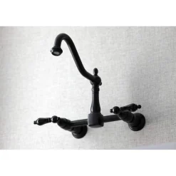 Discount KS1240PKL Duchess Two-Handle Wall Mount Bridge Kitchen Faucet, Matte Black Wall Mounted Kitchen Faucets