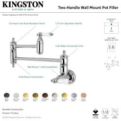 Discount KS310PLAC Restoration Wall Mount Pot Filler Kitchen Faucet, Antique Copper Wall Mounted Kitchen Faucets