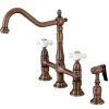Outlet KS127PXBSAC Heritage Bridge Kitchen Faucet with Brass Sprayer, Antique Copper Bridge Faucets
