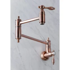 Hot KS310TALAC Tudor Wall Mount Pot Filler Kitchen Faucet, Antique Copper Wall Mounted Kitchen Faucets