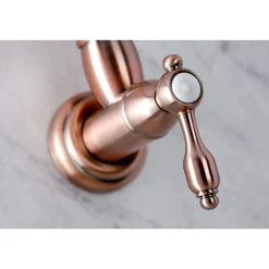 Hot KS310TALAC Tudor Wall Mount Pot Filler Kitchen Faucet, Antique Copper Wall Mounted Kitchen Faucets