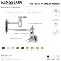 Hot KS310TALAC Tudor Wall Mount Pot Filler Kitchen Faucet, Antique Copper Wall Mounted Kitchen Faucets