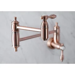 Hot KS310TALAC Tudor Wall Mount Pot Filler Kitchen Faucet, Antique Copper Wall Mounted Kitchen Faucets