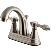 Sale KS7618TAL 4" Centerset Lavatory Faucet with Brass Pop-up in Satin Nickel 4" Center Set