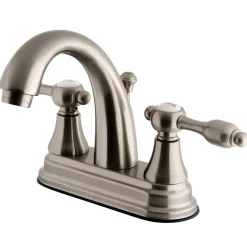 Sale KS7618TAL 4" Centerset Lavatory Faucet with Brass Pop-up in Satin Nickel 4" Center Set