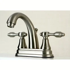 Sale KS7618TAL 4" Centerset Lavatory Faucet with Brass Pop-up in Satin Nickel 4" Center Set