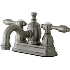 New KS7108TAL 4" Centerset Lavatory Faucet with Brass Pop-up in Satin Nickel 4" Center Set