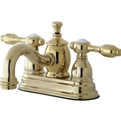 Hot KS7102TAL 4" Centerset Lavatory Faucet with Brass Pop-up in Polished Brass 4" Center Set